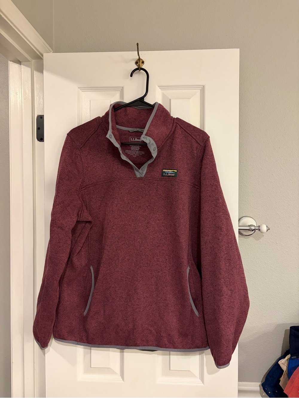 L.L.Bean Sweater Fleece Snap T-Neck Pullover Maroon XL